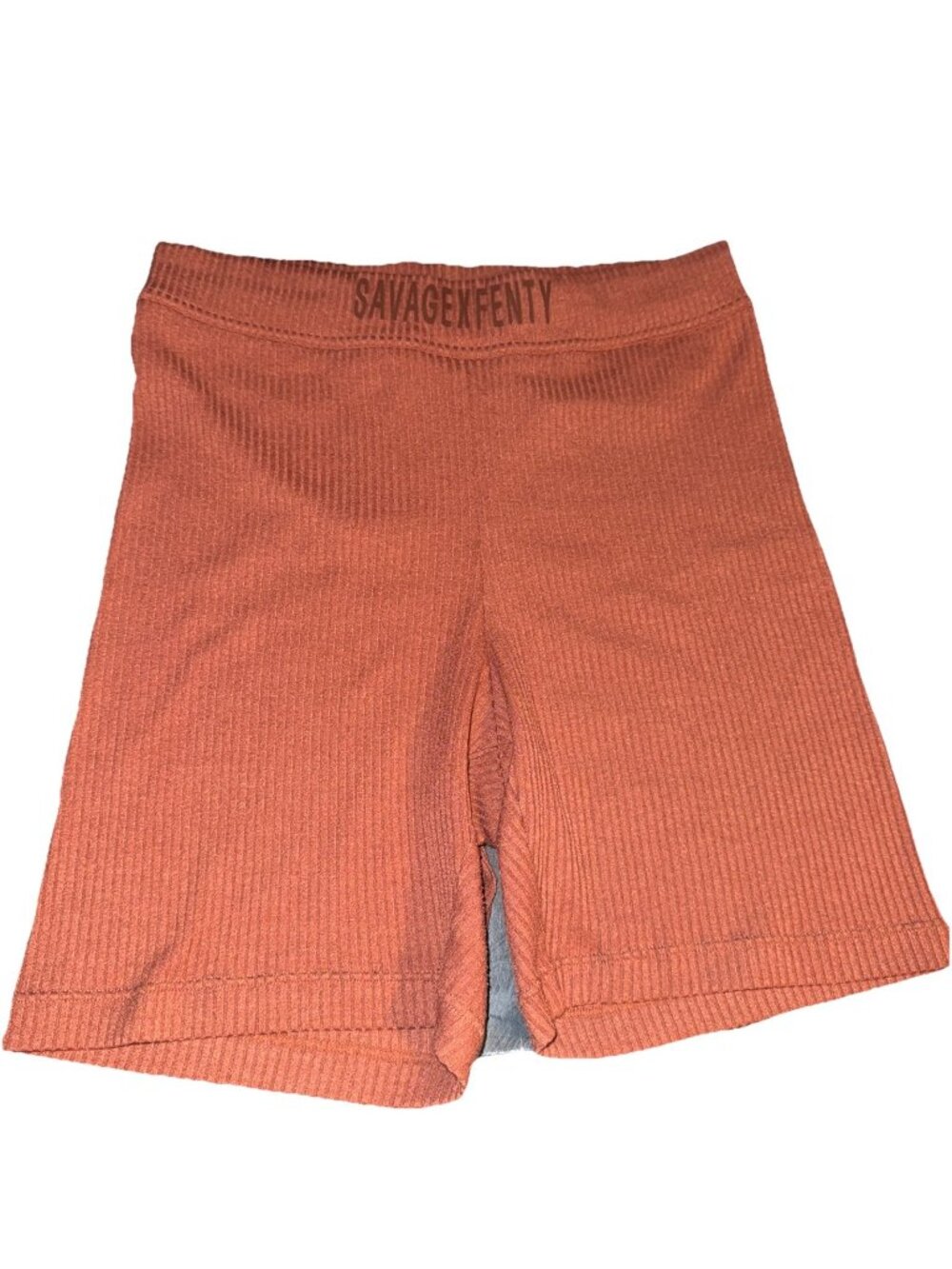 Savage X Fenty Women's MEDIUM Short Leggings Orange Ribbed Logo